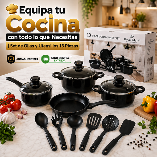 🍳 Equipa tu Cocina con Todo lo que Necesitas | Set de Ollas y Utensilios 13 Piezas