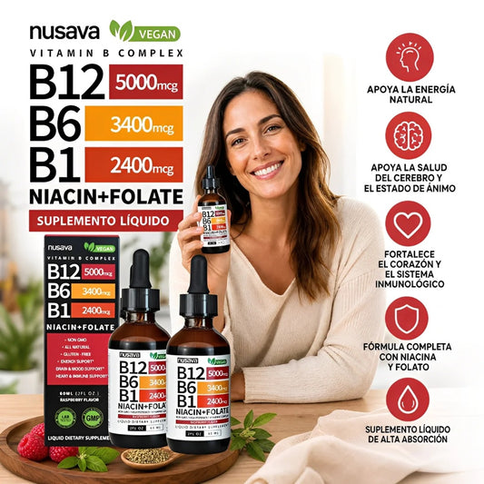 Nusava® Vitamina B Complex (B1, B6, B12, Niacina, Folato) | Apoya la energía diaria | Oferta 2x1 🔥