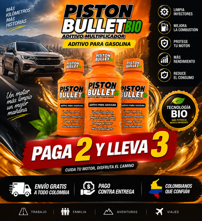 🔧ADITIVO PISTON BULLET BIO PARA CARROS Y MOTOS - AUMENTA POTENCIA Y AHORRA COMBUSTIBLE DESDE EL PRIMER USO