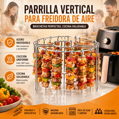 Convierte tu Air Fryer en una parrilla profesional y cocina carnes, pollo, verduras, mariscos y mucho más de forma rápida, práctica y saludable.🍡