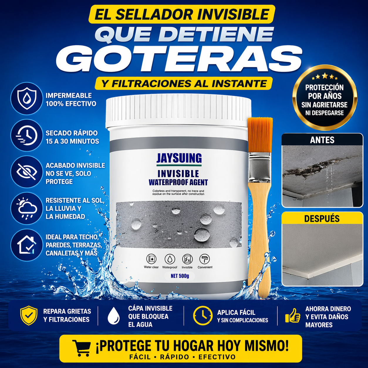 ADIOS FILTRACIÓN | SELLADOR IMPERMEABILIZANTE 500G 🏠